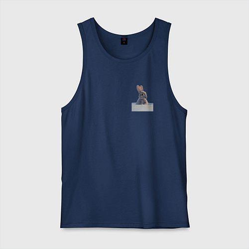 Мужская майка Заяц зимний в сугробе / Тёмно-синий – фото 1