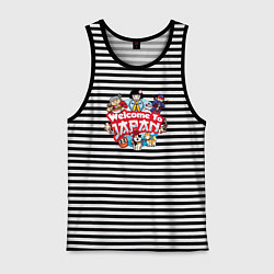 Майка мужская хлопок Добро пожаловать в Японию, цвет: черная тельняшка