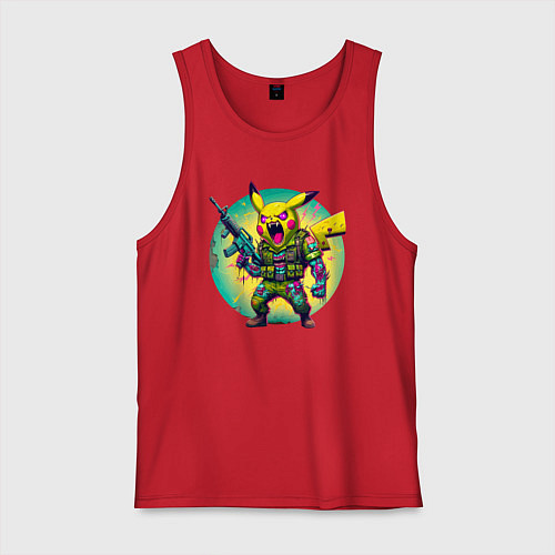 Мужская майка Cool Pikachu - special forces / Красный – фото 1