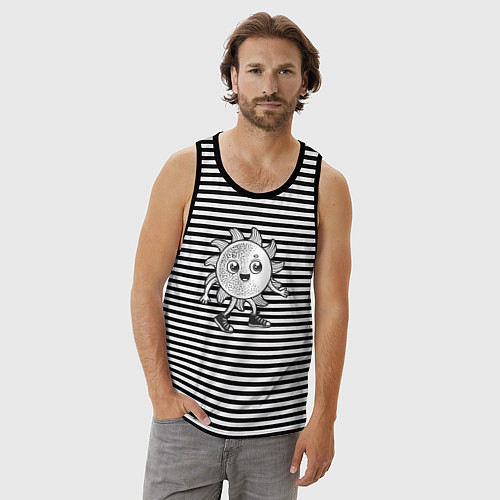 Мужская майка Солнечный человек / Черная тельняшка – фото 3