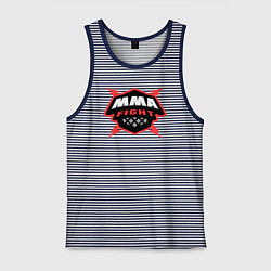 Майка мужская хлопок MMA fight, цвет: синяя тельняшка