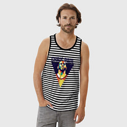 Майка мужская хлопок Крис Пол, цвет: черная тельняшка — фото 2