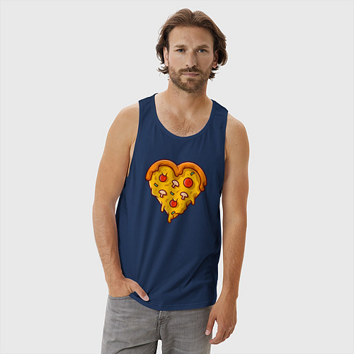 Мужская майка Сердечная пицца / Тёмно-синий – фото 3