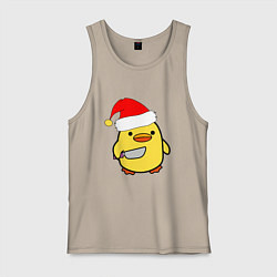Майка мужская хлопок Новогодняя утка с ножом, цвет: миндальный