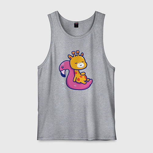 Мужская майка Жираф в бассейне / Меланж – фото 1
