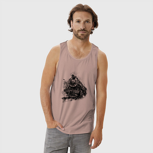 Мужская майка Прибытие паровоза / Пыльно-розовый – фото 3