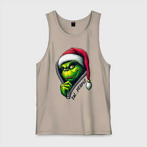 Мужская майка Гринч с надписью фу люди / Миндальный – фото 1