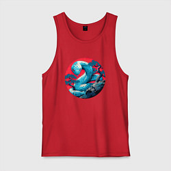 Майка мужская хлопок Japan serpent, цвет: красный