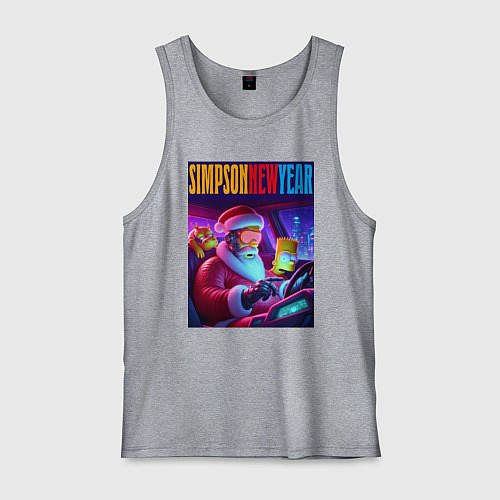 Мужская майка Homer Simpson in the car with his son / Меланж – фото 1