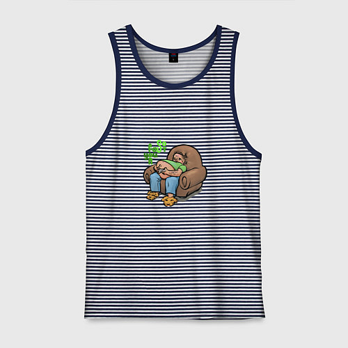 Мужская майка Слишком быстрый для тебя / Синяя тельняшка – фото 1