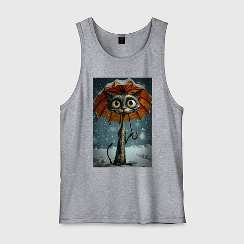 Мужская майка Уличный кот под мокром снегом / Меланж – фото 1