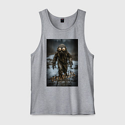 Майка мужская хлопок Человек в чернобыле, цвет: меланж