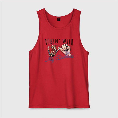 Мужская майка Vibing with demons / Красный – фото 1