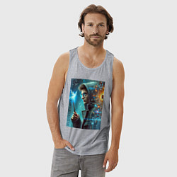 Майка мужская хлопок Гарри Поттер - киберпанк, цвет: меланж — фото 2