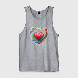 Майка мужская хлопок Сердце с маленькими сердечками, цвет: меланж