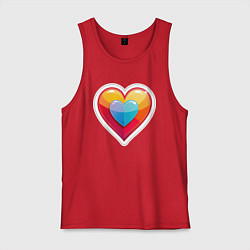 Майка мужская хлопок Разноцветное сердечко с обводкой, цвет: красный