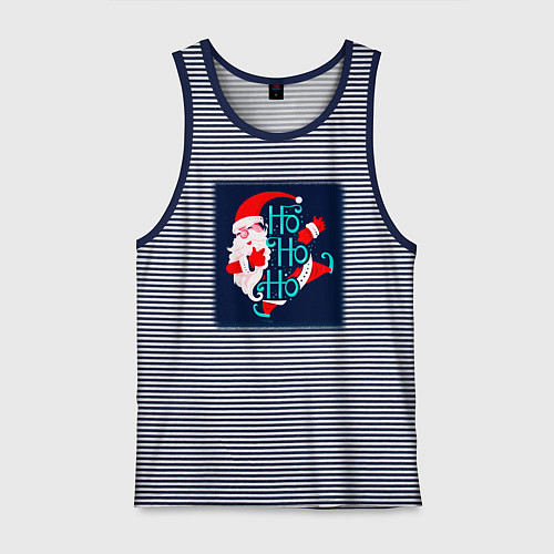 Мужская майка Санта Клаус спешит поздравить / Синяя тельняшка – фото 1