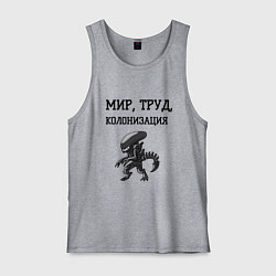 Майка мужская хлопок Мир труд колонизация, цвет: меланж