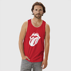Майка мужская хлопок Rolling Stones - white logo, цвет: красный — фото 2