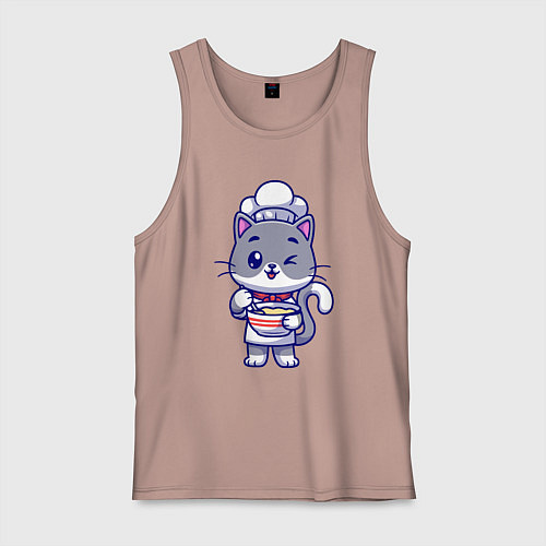 Мужская майка Котик на кухне / Пыльно-розовый – фото 1