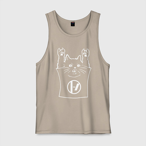 Мужская майка Twenty one pilots - cat rock / Миндальный – фото 1