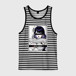 Майка мужская хлопок Секси Шогун Райден - Genshin impact, цвет: черная тельняшка