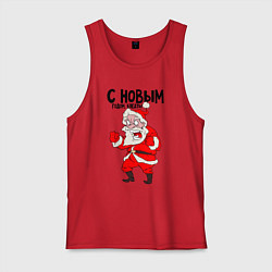 Майка мужская хлопок Злой дед мороз с новым годом блеать, цвет: красный