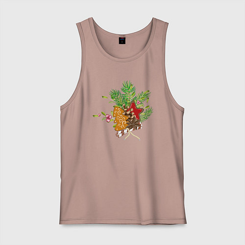 Мужская майка Новогодний букет / Пыльно-розовый – фото 1