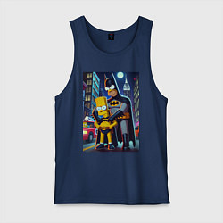 Майка мужская хлопок Batsimpson with son Bart - ai art fantasy, цвет: тёмно-синий