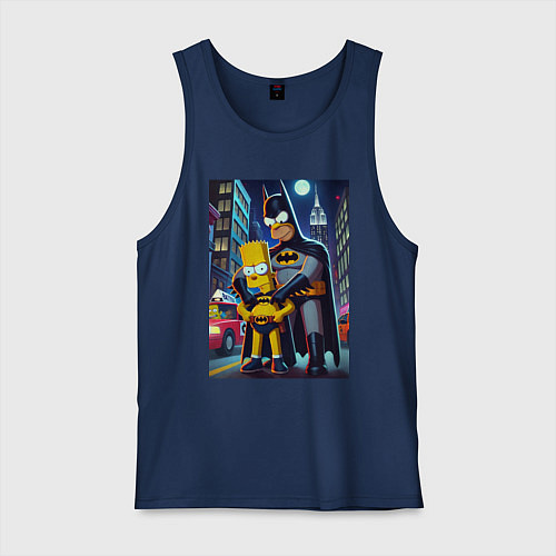 Мужская майка Batsimpson with son Bart - ai art fantasy / Тёмно-синий – фото 1