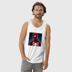 Майка мужская хлопок Человек паук новый, цвет: белый — фото 2