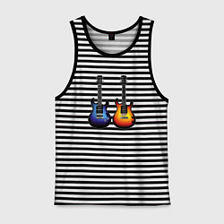 Майка мужская хлопок Яркие гитары, цвет: черная тельняшка