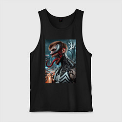 Майка мужская хлопок Превращение Эдди в Венома - нейроарт фантазия, цвет: черный