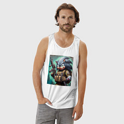 Майка мужская хлопок Ёжик Соник солдат спецназа - нейроарт, цвет: белый — фото 2