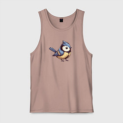 Майка мужская хлопок Синичка, цвет: пыльно-розовый