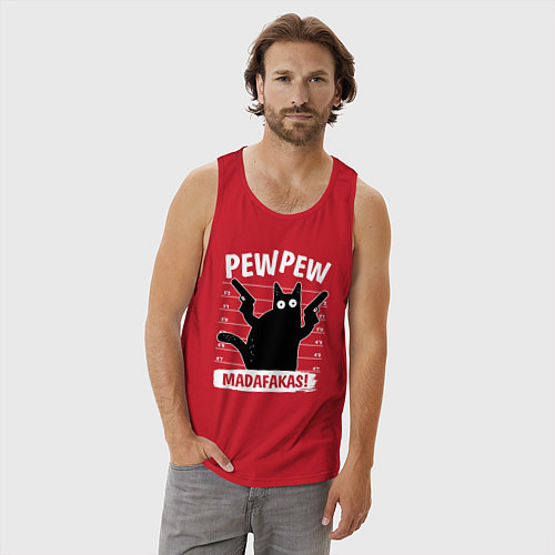 Мужская майка Кот с пушками / Красный – фото 3