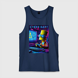 Майка мужская хлопок Cyber Bart is an avid gamer, цвет: тёмно-синий