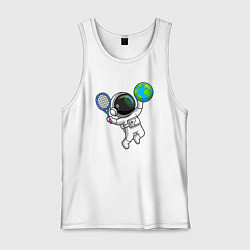 Майка мужская хлопок Космический теннис, цвет: белый