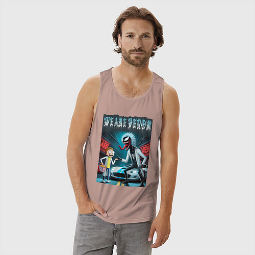 Мужская майка Веном-Рик и Морти рядом со спортивной тачкой / Пыльно-розовый – фото 3