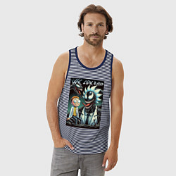 Майка мужская хлопок Morty and Rick - meme we are Venom, цвет: синяя тельняшка — фото 2