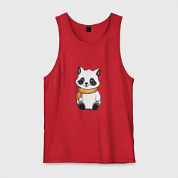Майка мужская хлопок Милый белый енот, цвет: красный