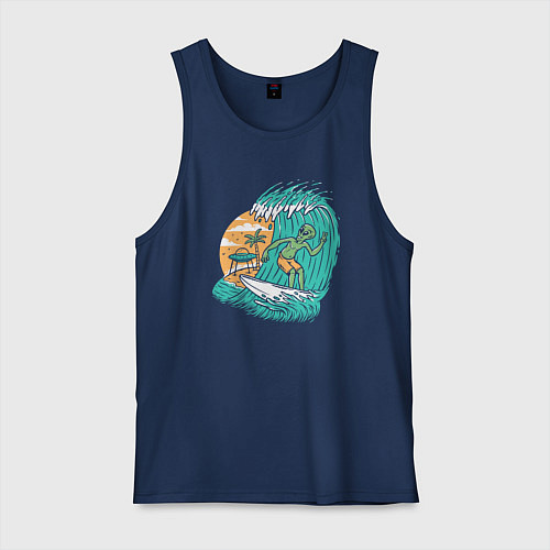 Мужская майка Пришелец серфер / Тёмно-синий – фото 1