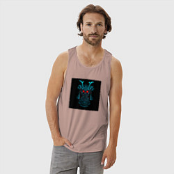 Майка мужская хлопок Японская маска самурая, цвет: пыльно-розовый — фото 2