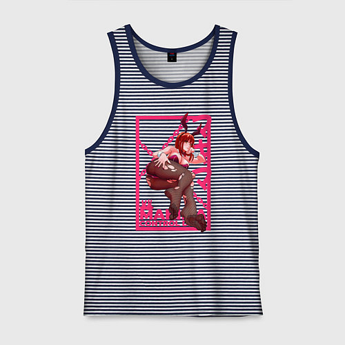 Мужская майка Кролик Макима - Человек бензопила / Синяя тельняшка – фото 1