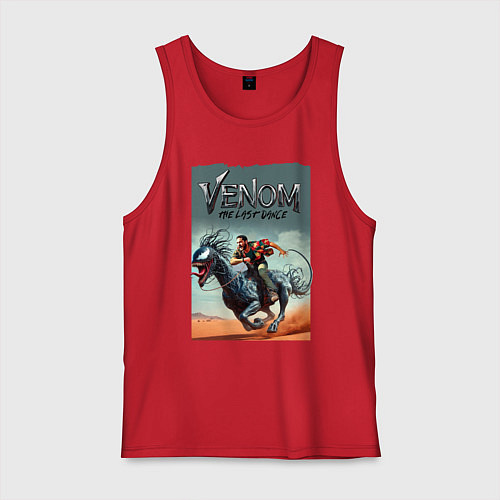 Мужская майка Venom the last dance - Eddie rides on a symbiote h / Красный – фото 1