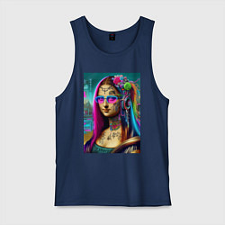 Майка мужская хлопок The Gioconda of our days is eclectic, цвет: тёмно-синий