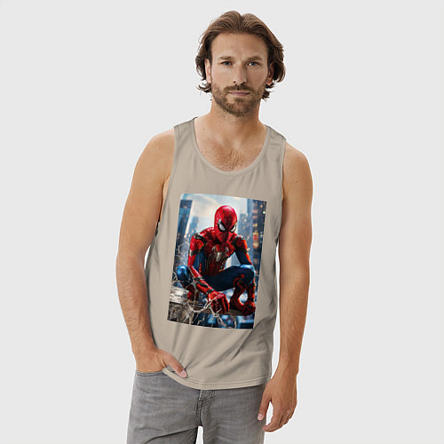 Мужская майка Человек-паук на страже справедливости / Миндальный – фото 3