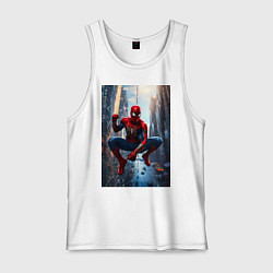 Майка мужская хлопок Spider Man на страже справедливости, цвет: белый