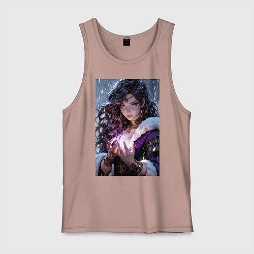 Мужская майка Прекрасная девушка-маг накладывает чары / Пыльно-розовый – фото 1