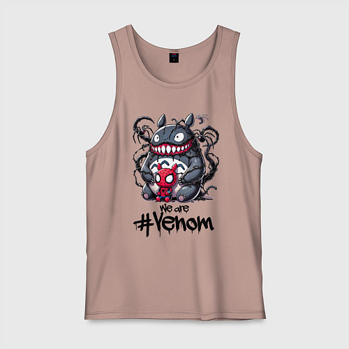 Мужская майка Totoro-Venom and Spider-man / Пыльно-розовый – фото 1